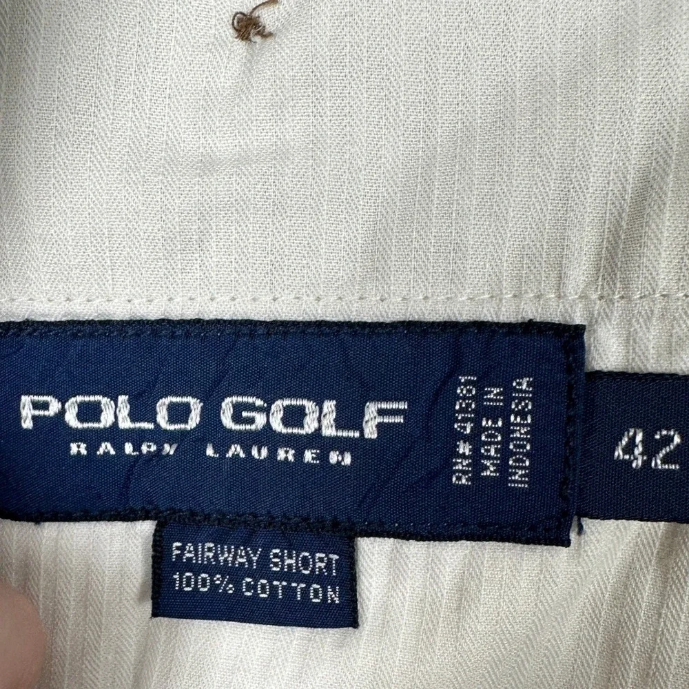 Polo Ralph Lauren Khaki Shorts Mens 42 Golf Fairway Tan Pleated Chino Casual EUC